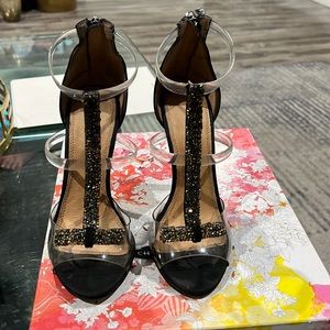 Black high heel sandals